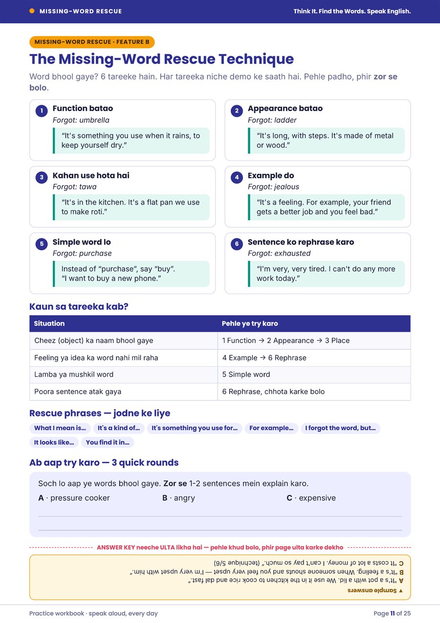 Workbook page 11: The Missing-Word Rescue Technique