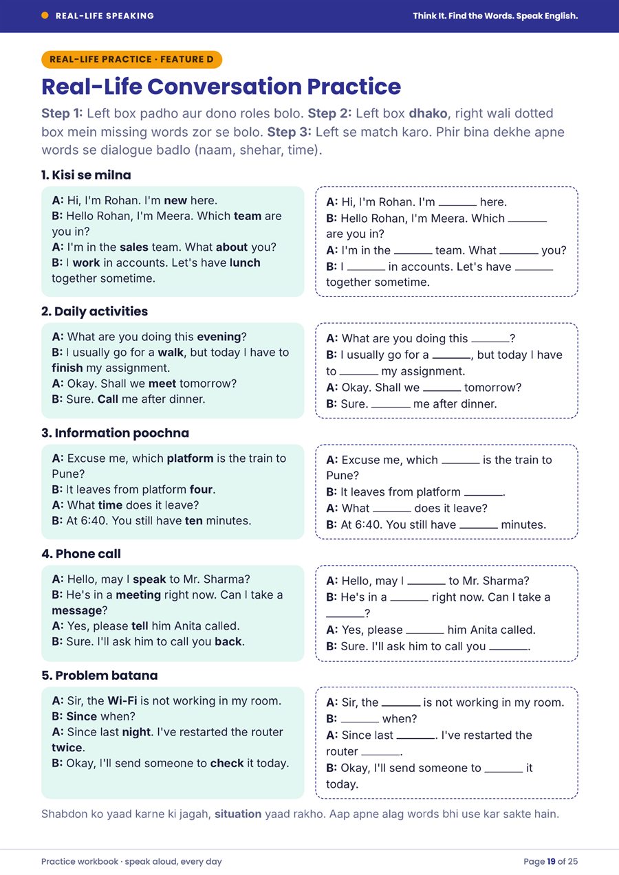 Workbook page 19: Real-life conversation practice